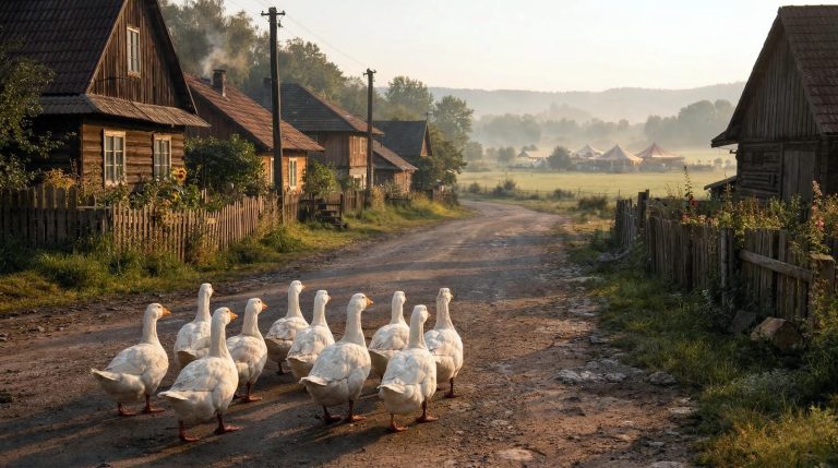 Geese on city streets