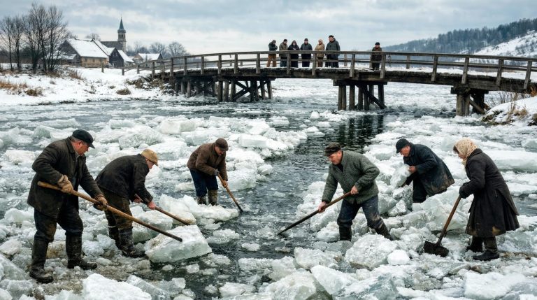 Ice mountains on the Mura