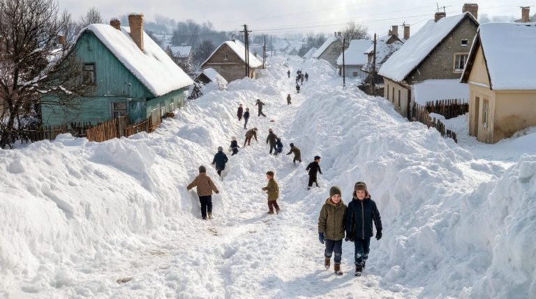 Snow labyrinths and the great flood