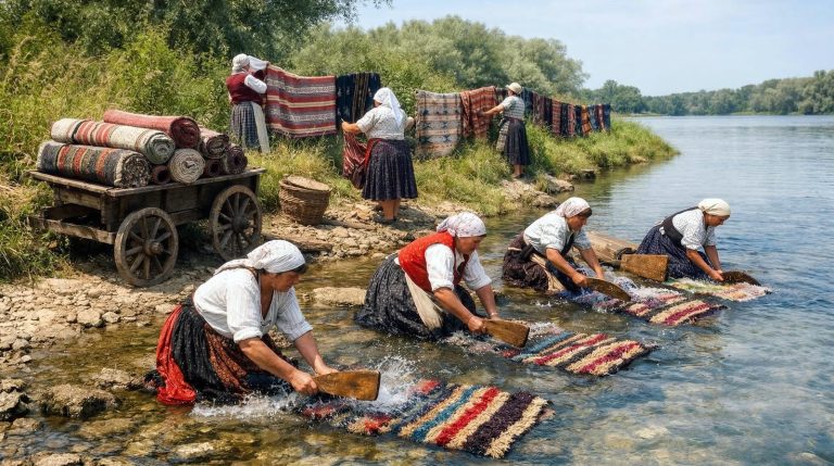 Colourful rugs in Begeč